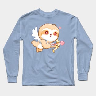 Love Cupid Kawaii Sloth Valentine Long Sleeve T-Shirt